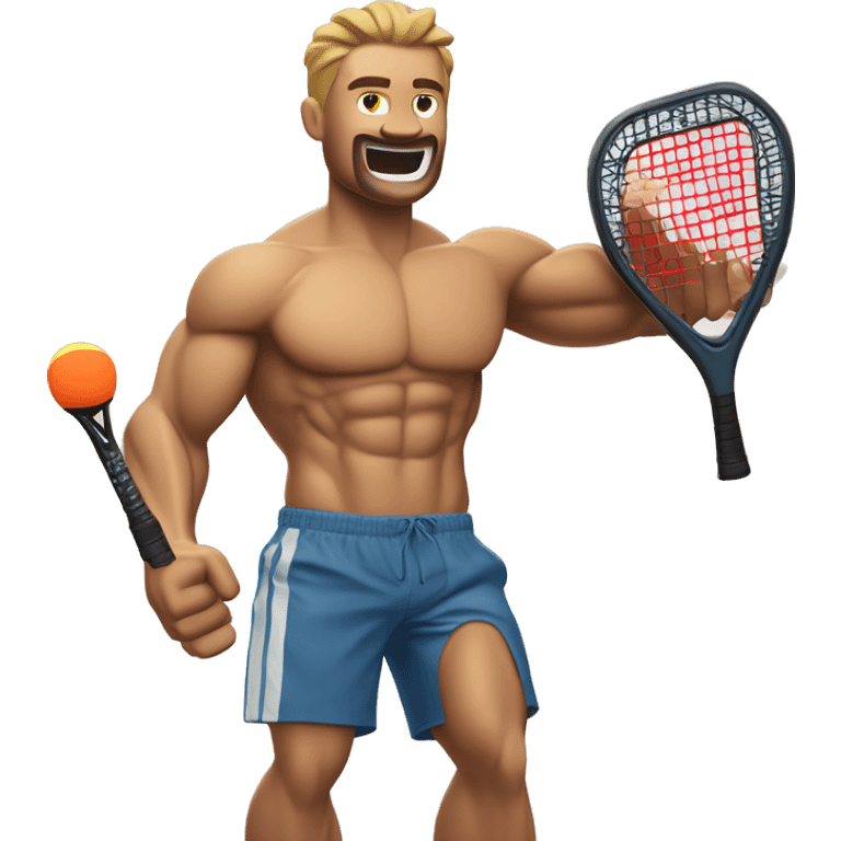 muscular arm emoji with a padel racket in his hand. I only want the muscular arm and the racket. emoji