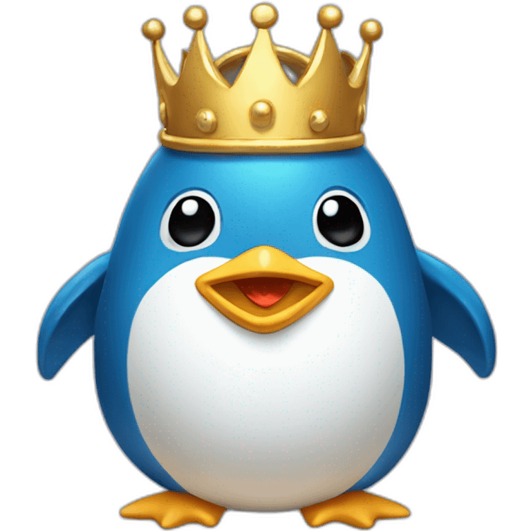 kawaï blue pudgy penguin wearing a golden crown emoji