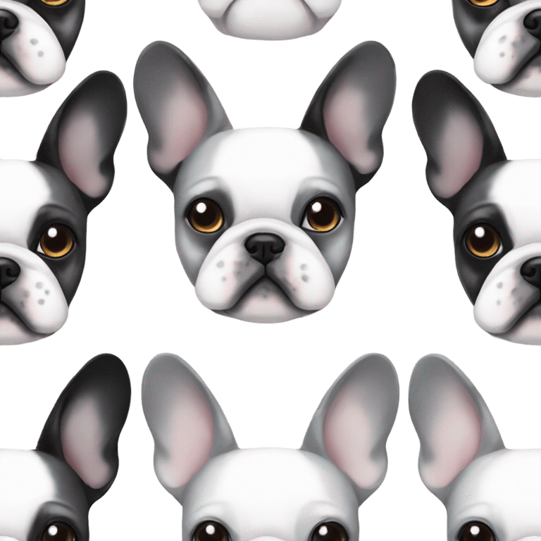 Grey white and black marble french bulldog emoji