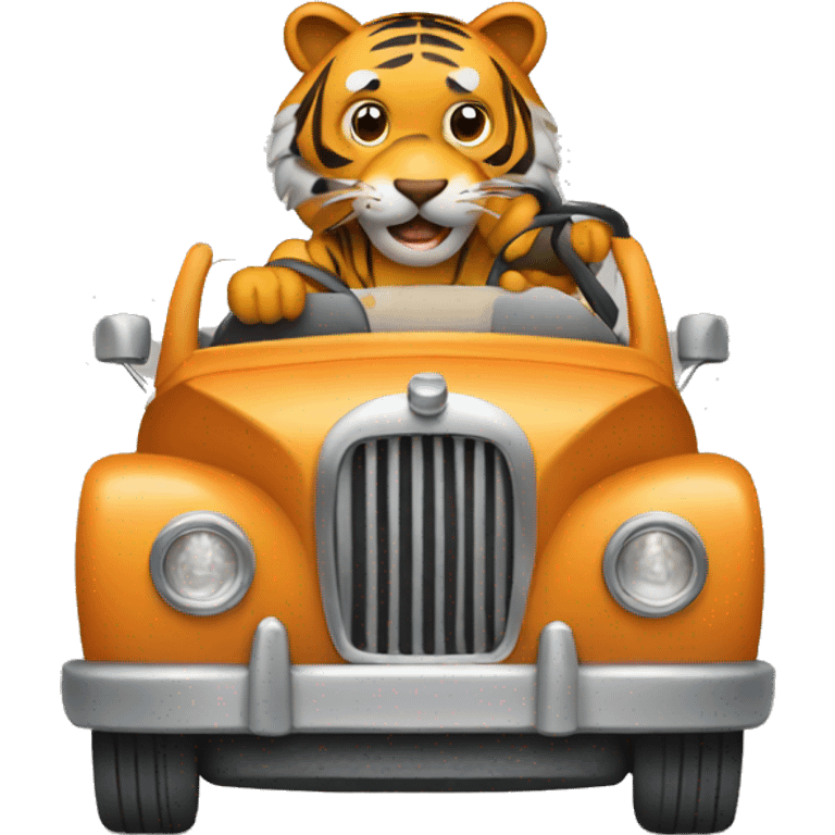 Tiger driving a car emoji