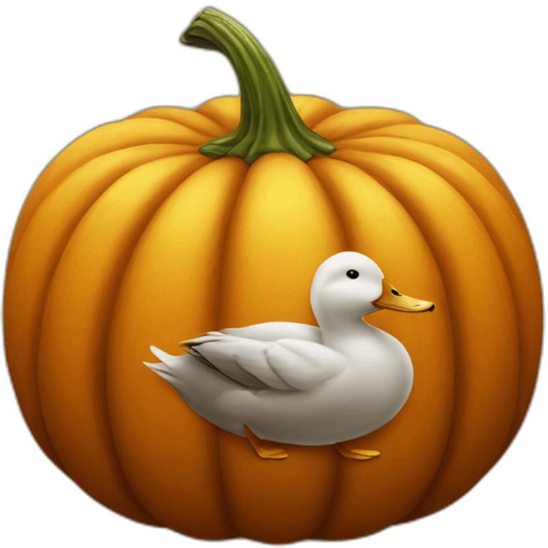 Duck on a pumpkin emoji