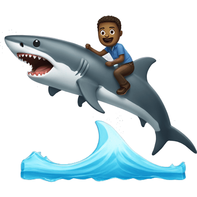 A candy bar riding a shark emoji