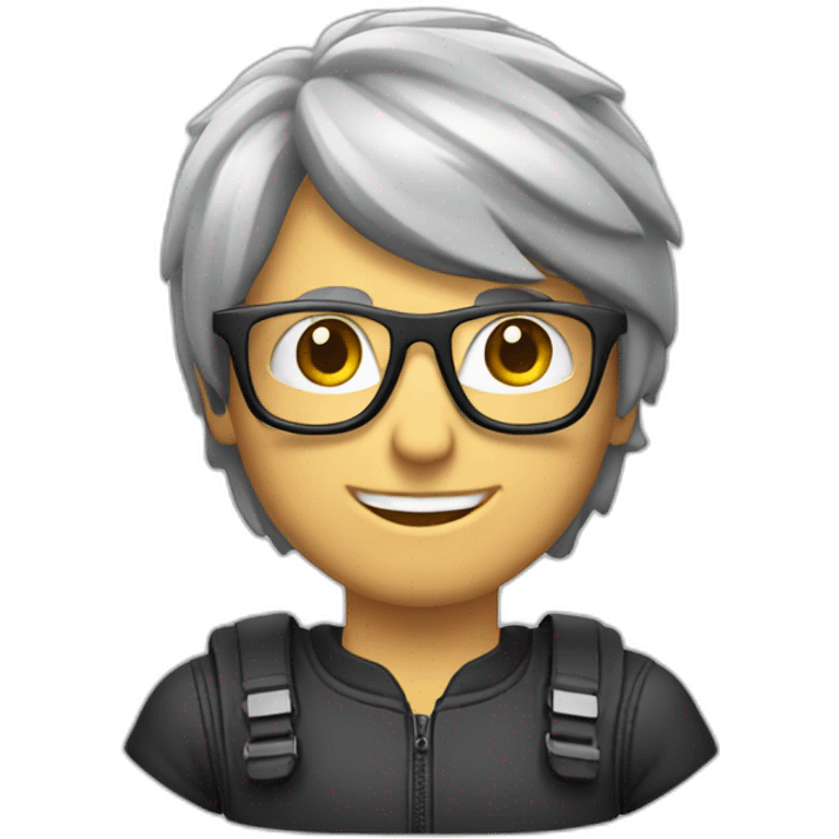 nice guy on a trial bike with helmet and glasses and greyish hair emoji