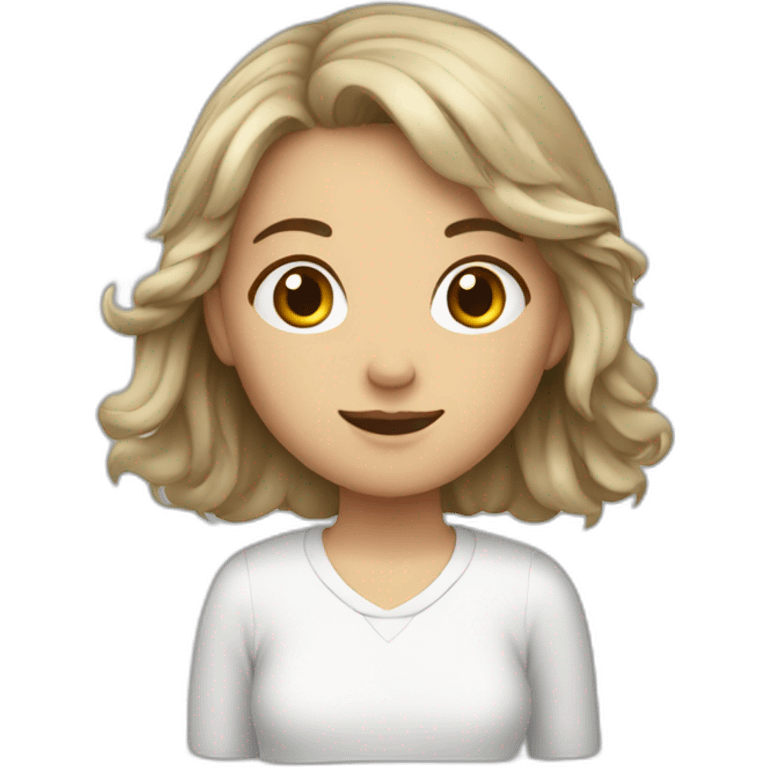 Fille adolescente blanche avec cheveux châtains emoji