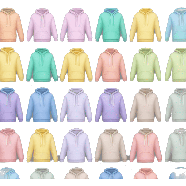 Stack of folded pastel hoodies with patterns emoji