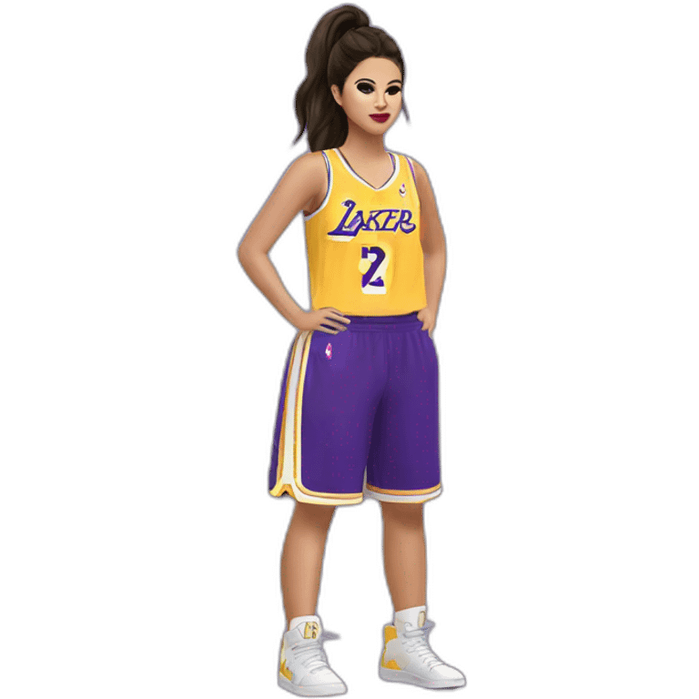 selena gomez with yellow lakers jersey emoji