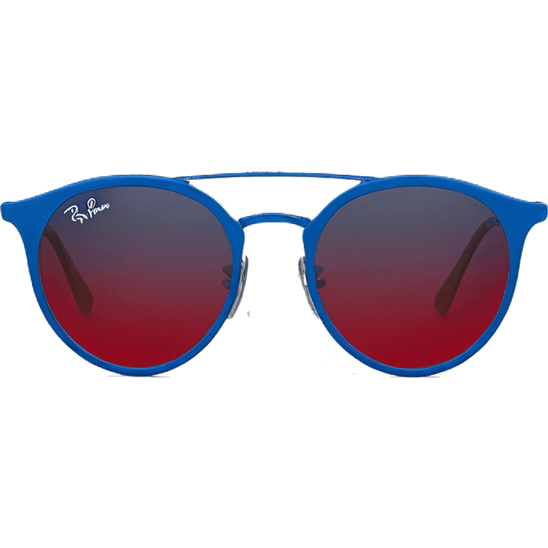 dark red  ray ban round metal sunglasses  with blue frame front view  emoji