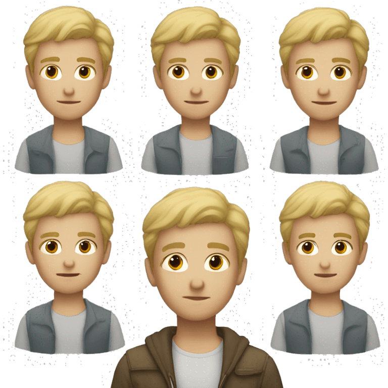 Blonde boy with brown eyes and tall emoji