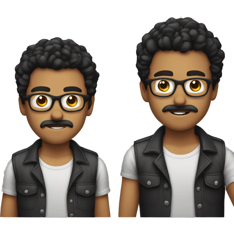 A young man wearing a shirt, black hair and glasses and got moustach emoji