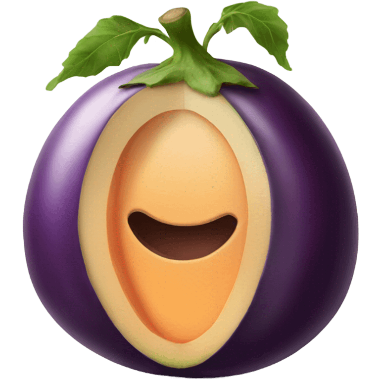 Eggplant inside peach emoji