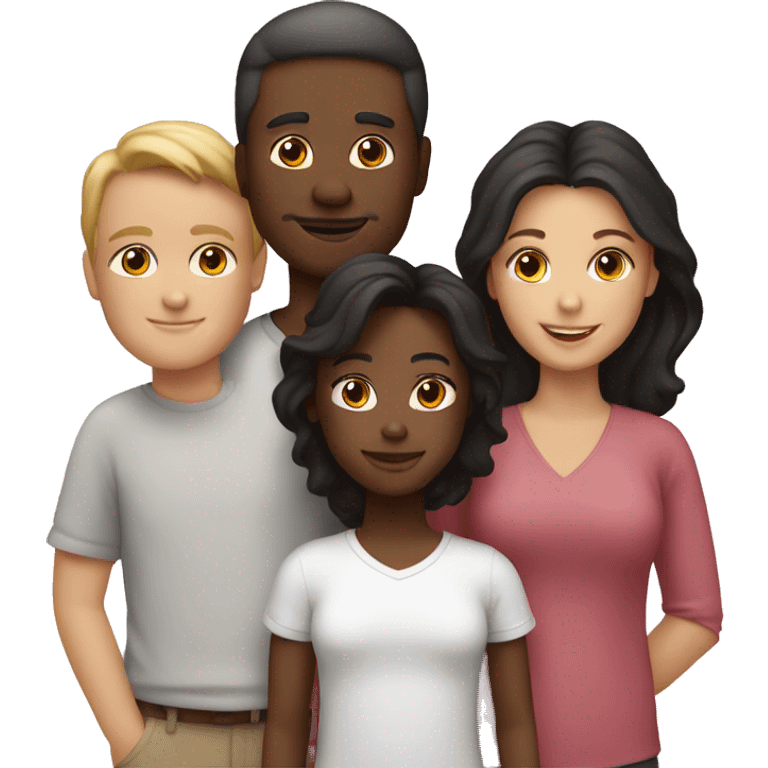 2 white parents 1 black daughter, 2 white sons, 1 white daughter  emoji