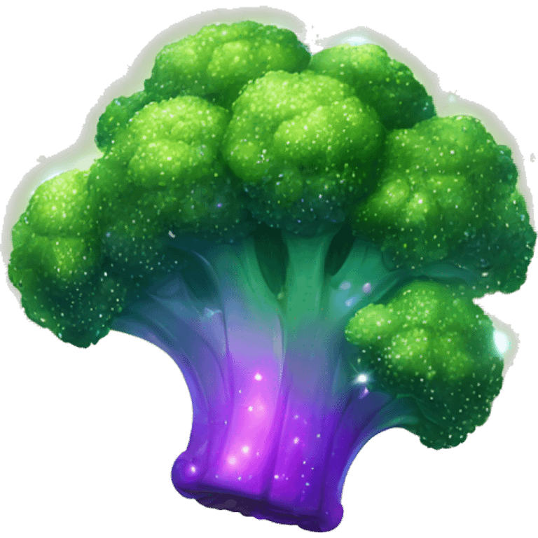 Sparkling glittering galactic broccoli emoji