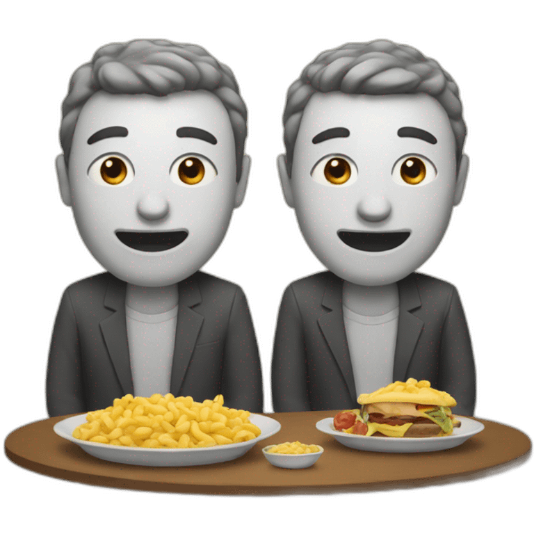 Two man eat emoji