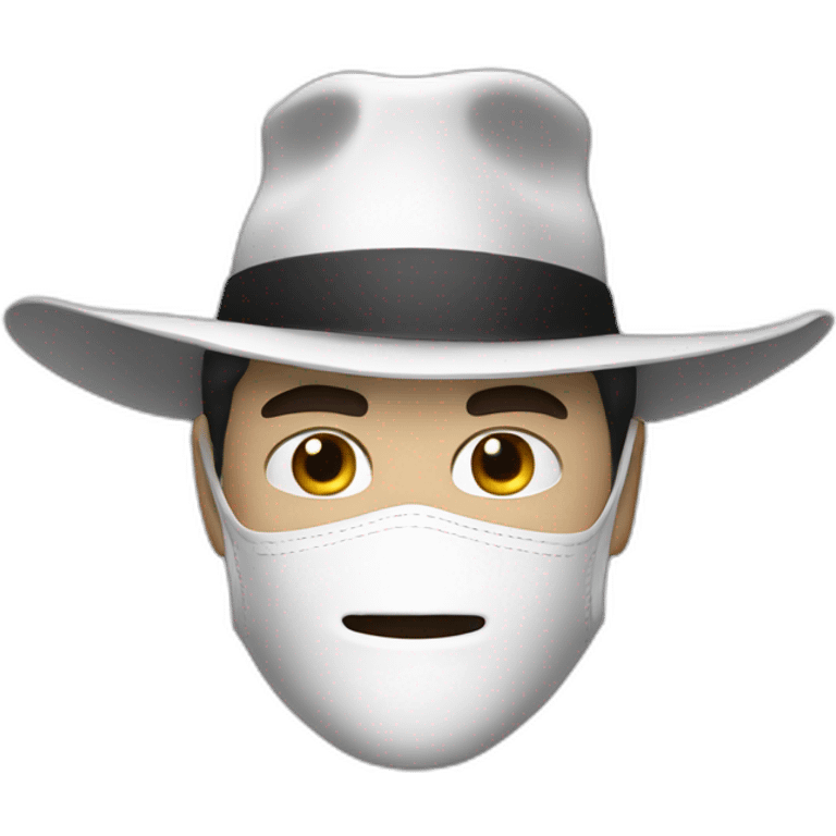 A man wearing a white mask with a pointy long white hat emoji