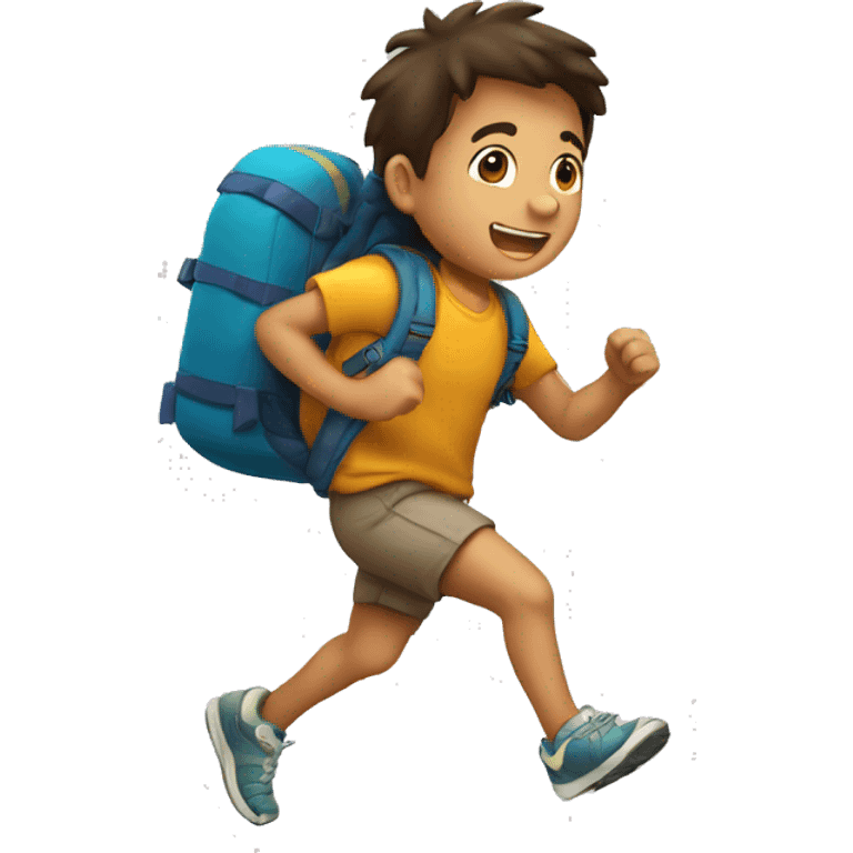 Niño corriendo con una mochila  emoji