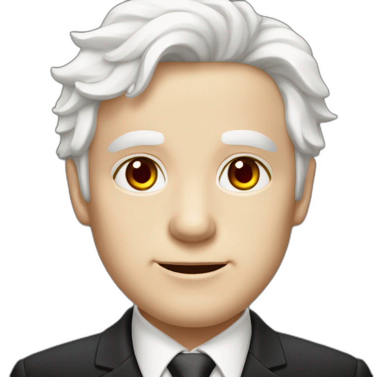 senior Boy, red eyes, White elegant hair, pale-skin, dark suit emoji