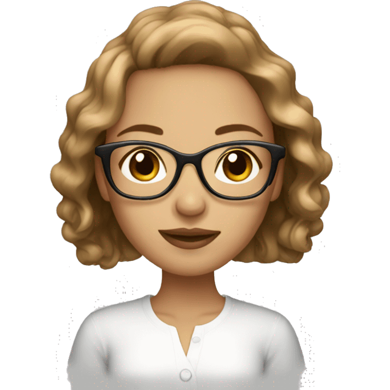 Glamorous girl with light brown hair and brown eyes with glasses emoji