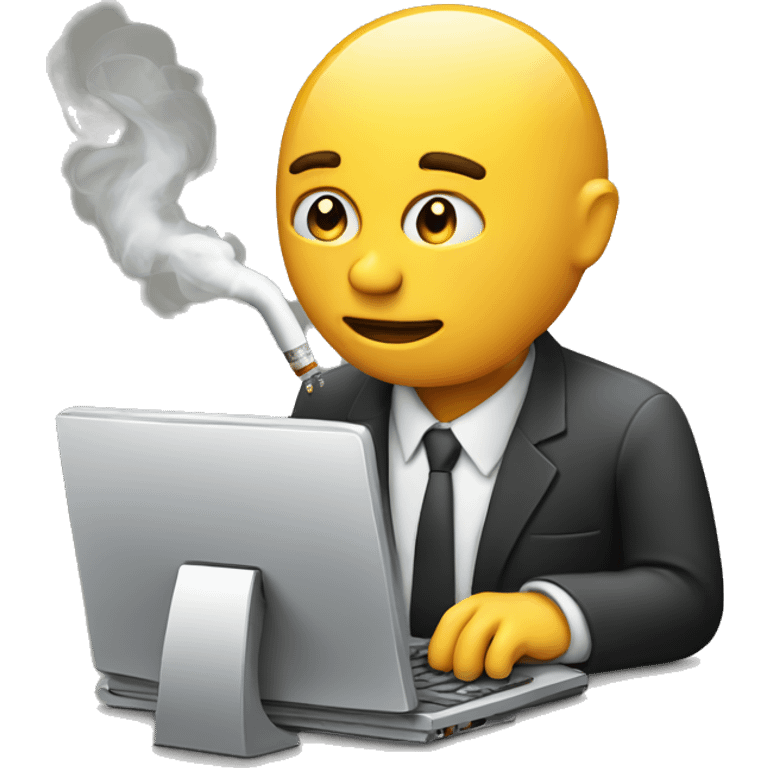 Working on computer smoking cigarette emoji