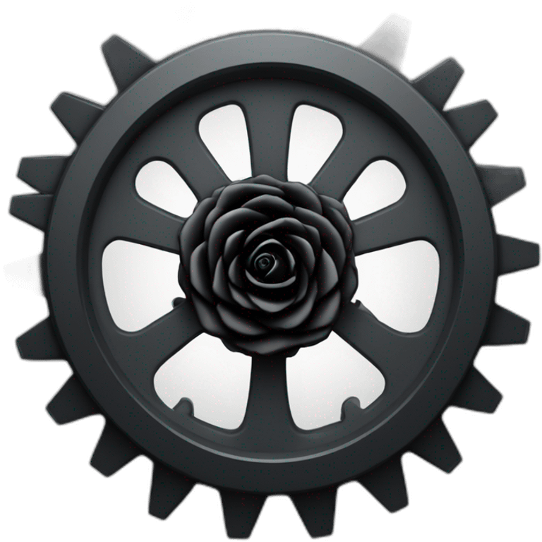 Black Rose inside mechanical gear emoji