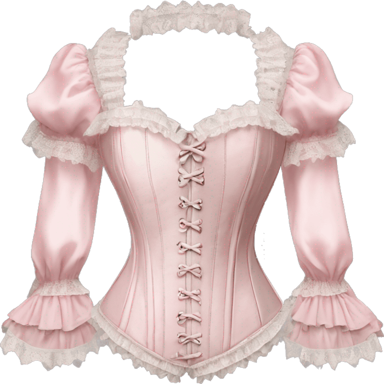 vintage rococo light pink corset with lace and frills and sleeves  emoji