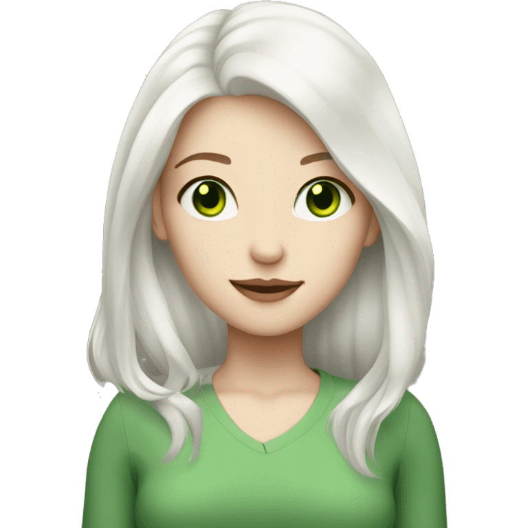 Girl with white hair pale skin and green eyes  emoji