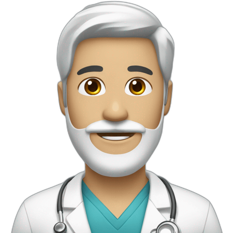 medico piel blanca, pelo negro y barba corta emoji