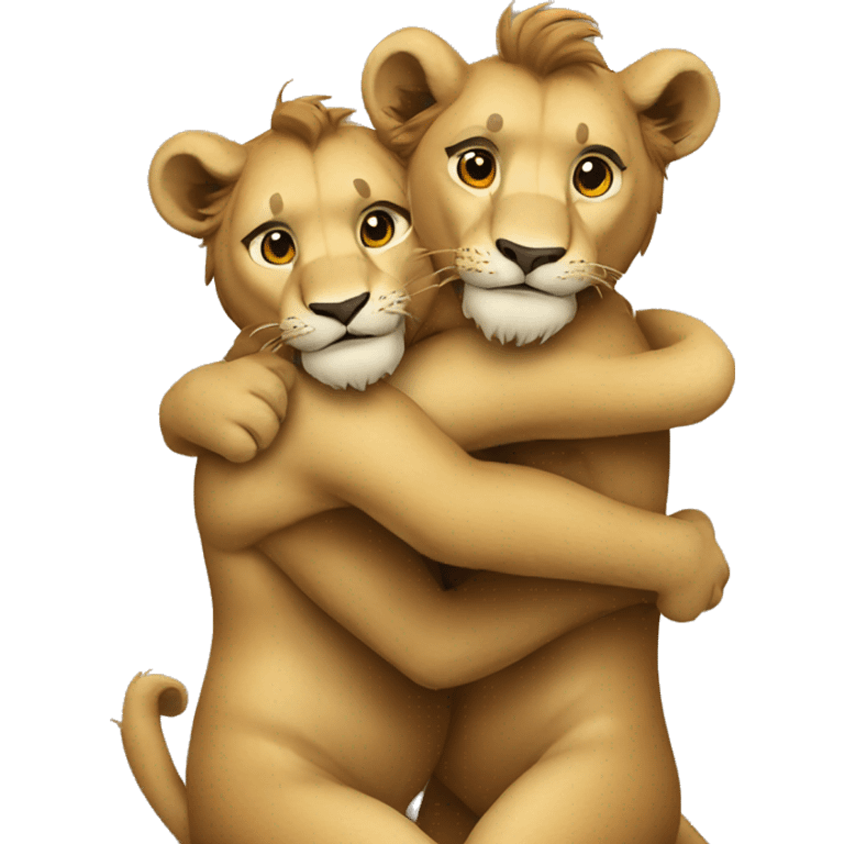 lions hug emoji