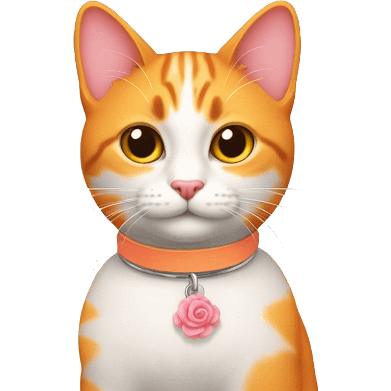 Gato naranja con collar rosa tierno  emoji