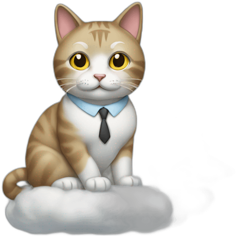 cat secretary sitting on top of the cloud emoji