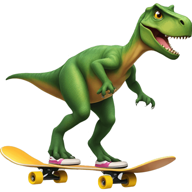 Dinosaur riding a skateboard  emoji