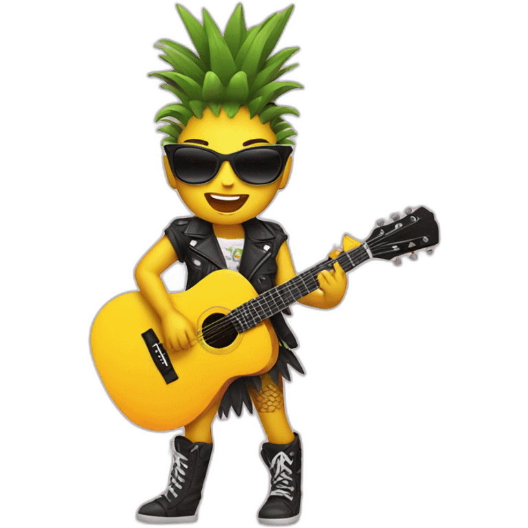 a female punk pineapple playing guitar emoji