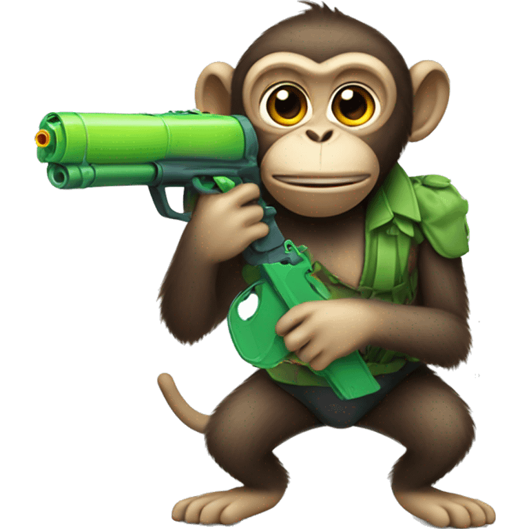 Monkey holding watergun emoji