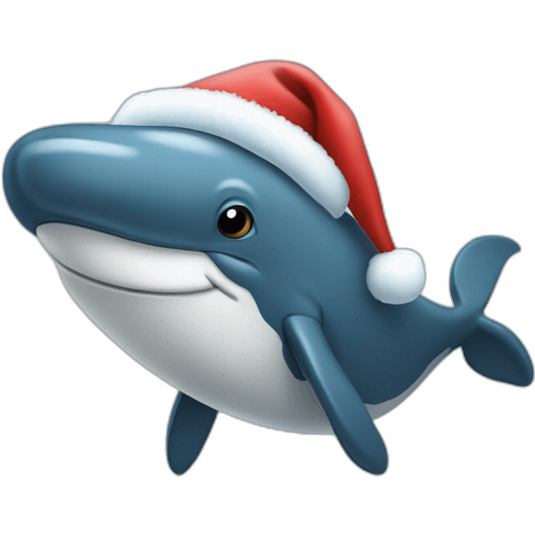 Humpback whale with a fluffy white beard wearing a Santa hat emoji