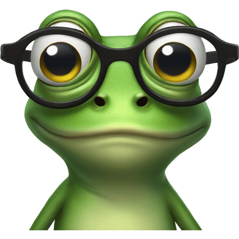 Stressed frog wearing glasses  emoji