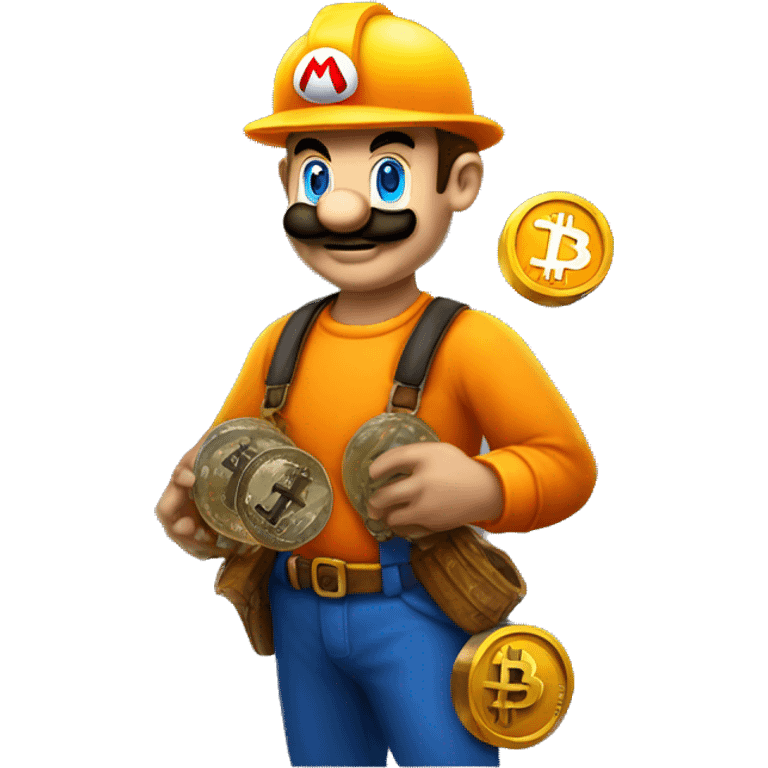 Mario miner looks like holding Bitcoin emoji