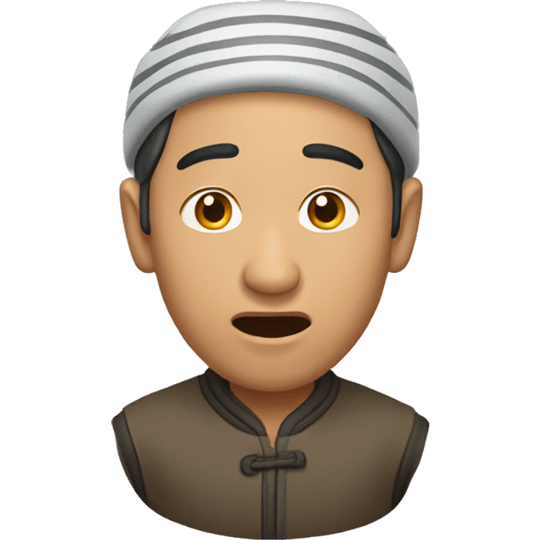 Kyrgyz man have a surprised emoji