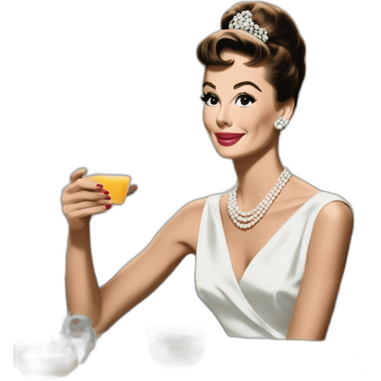 Aubrey Hepburn at breakfast at Tiffany’s emoji