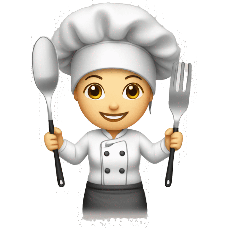 female chef with cooking utensils emoji