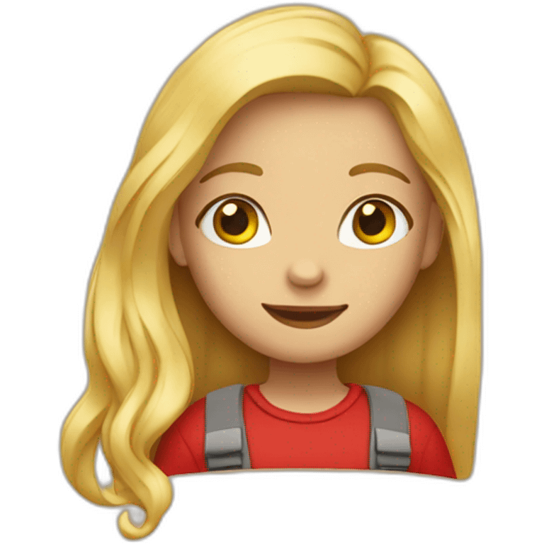 girl with blonde hair wearing red backpack emoji