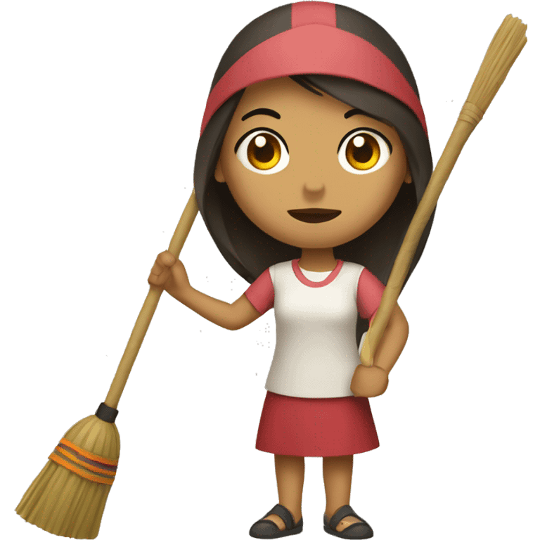 Filipina with broom stick emoji