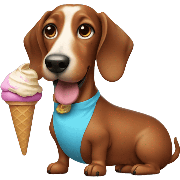 Sausage dog with ice cream emoji