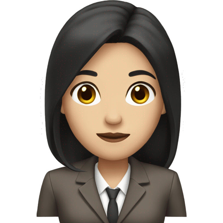 Female defense attorney with long black hair with brown suit emoji