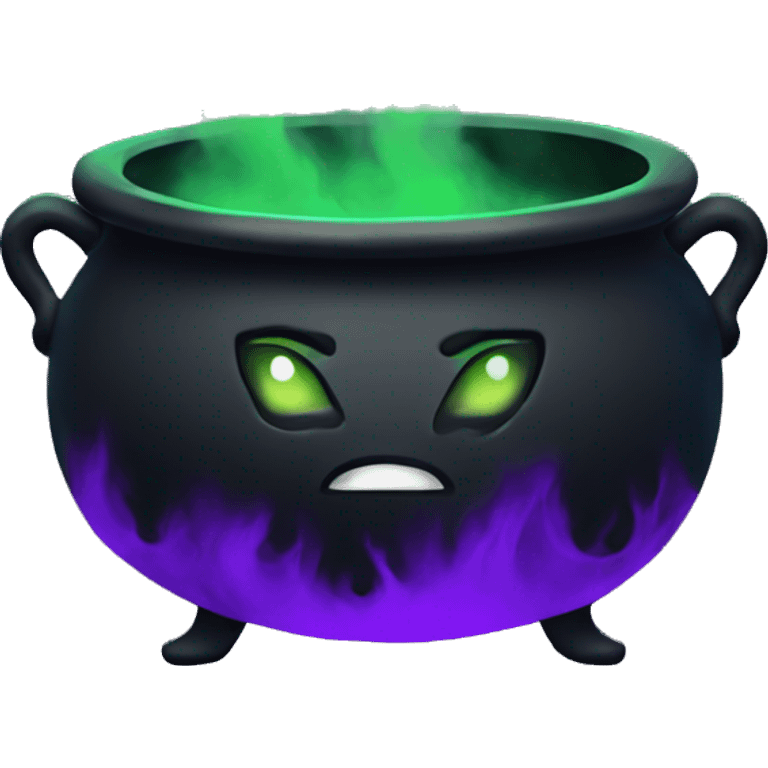 Black cauldron with purple and green smoke emoji