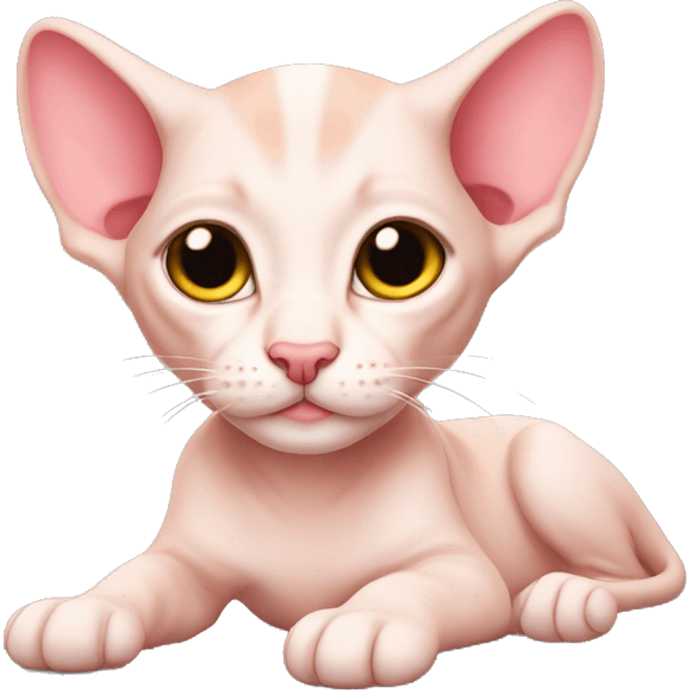 Pinksphinx kitten laying emoji