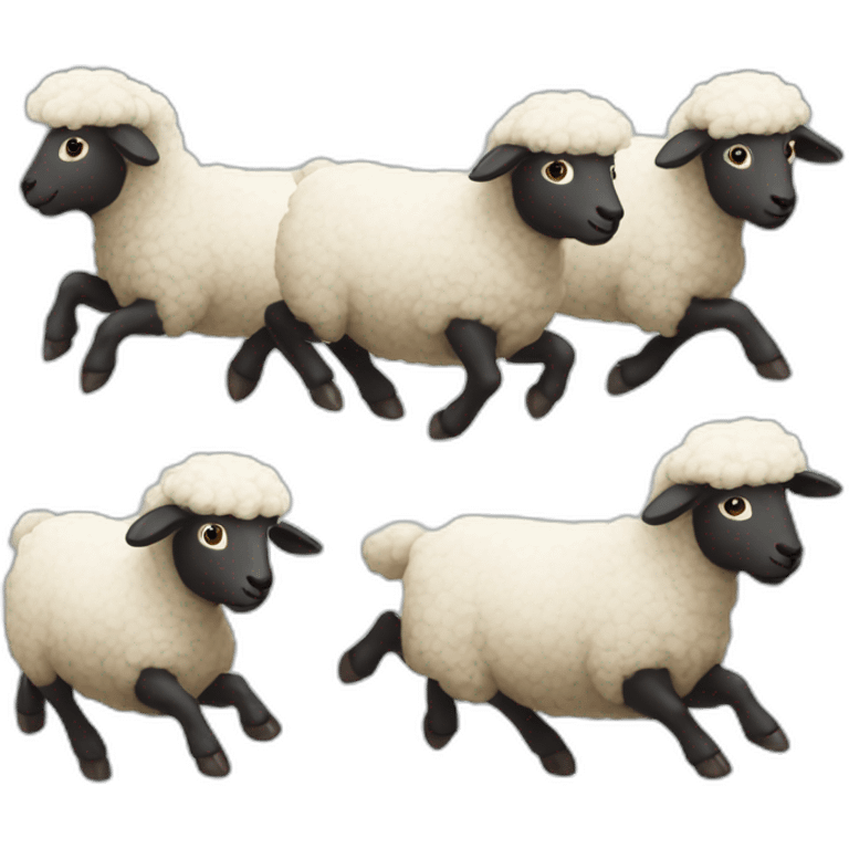 5 sheep running to the left from right emoji