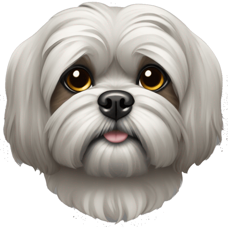 Golden shih tzu with a gray mask emoji