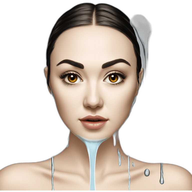 Sasha Grey with white coloured water dripping from herface emoji