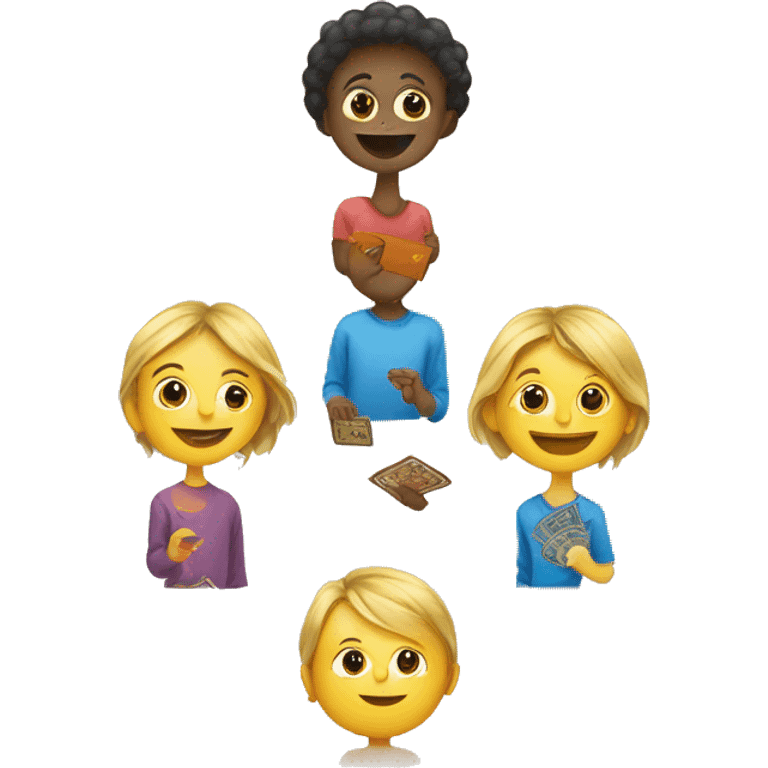 enfants qui jouent aux cartes emoji