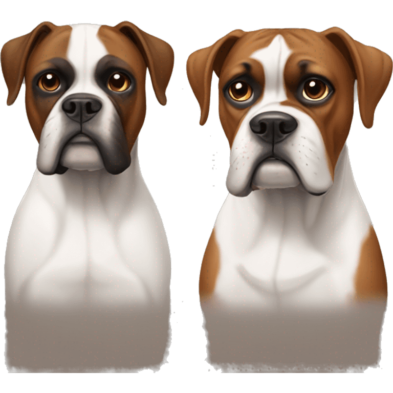 White boxer and brown boxer dogs emoji