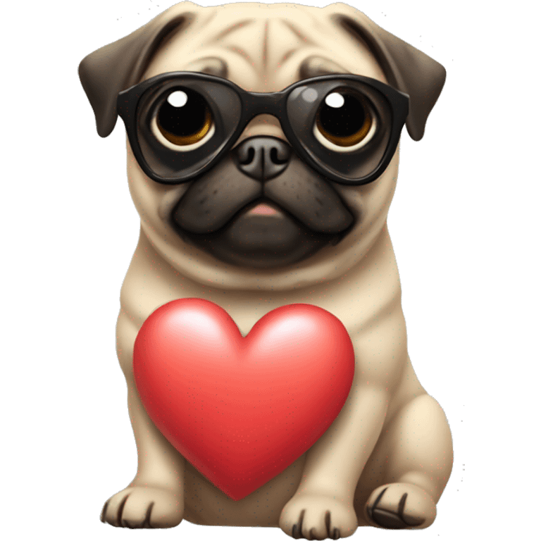 pug wearing heart sunglasses emoji